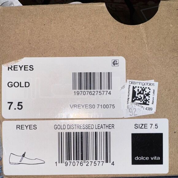 Dolce Vita Reyes Mary Jane Flats - Gold Metallic Distressed Size 7.5 - Picture 7 of 7